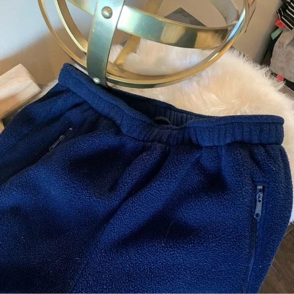 Vintage LL Bean Fleece Sweatpants Women's M Blue Ankle Zip Stretch Waist #521 - Picture 2 of 4